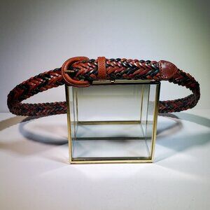 VINTAGE MENS WOVEN FOUR COLOR LEATHER BELT...1990...MADE IN TURKEY